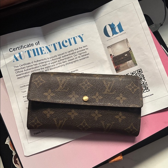 LOUIS VUITTON Monogram Leather Long Wallet with CERTIFICATE of AUTHENTICATION